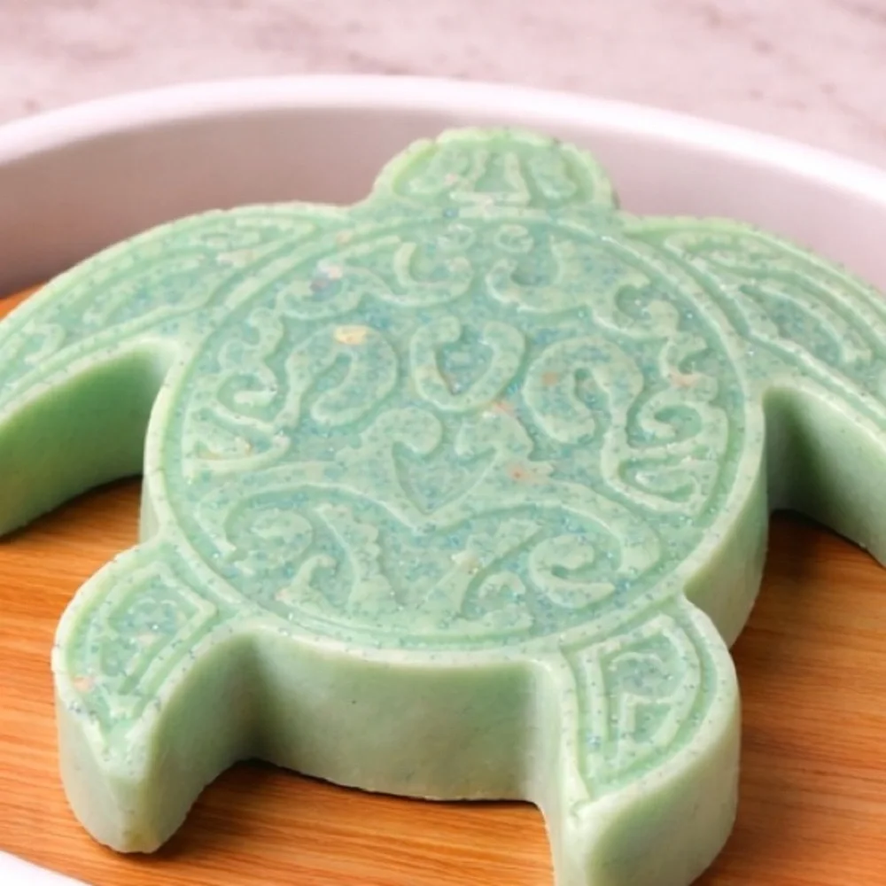 Coconut lime soap turtle 3x3in 10oz handmade Shea butter based